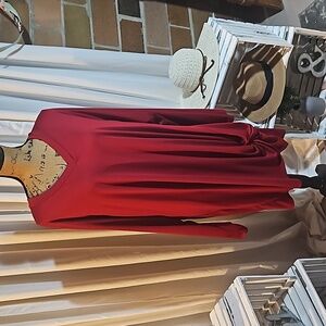 Jodifl Boutique Long Sleeve Knotted Midi Red Dress Size 3x